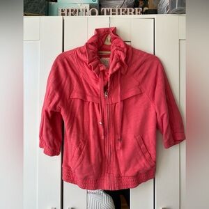 Ann Taylor Loft Lounge Coral Women's 3/4 Sleeve Zipper Jacket Size S